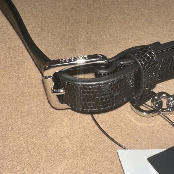 LAUREN RALPH LAUREN Womens Logo-Chain Lizard-Embossed Skinny Leather Belt Large main image 8